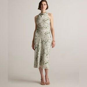 Quince Washable Stretch Silk High Neck Midi Dress Size S